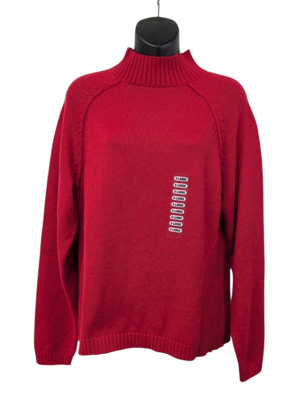 Relativity Womens Red Mock Neck Ribbed Knit Pullover Raglan Sweater Size XL NWT